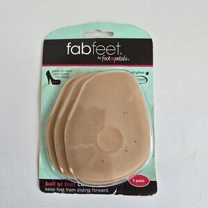 Fab Feet Ball Of Foot Shoe Cushions Khaki  3 Pairs Keeps From Sliding Forward